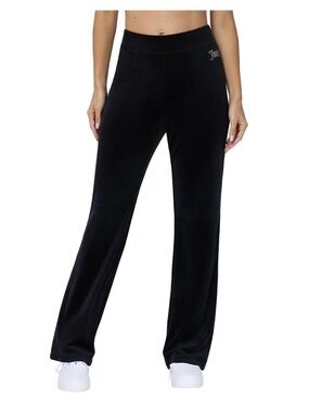 Juicy Couture Black Velour Wide-Leg Pants